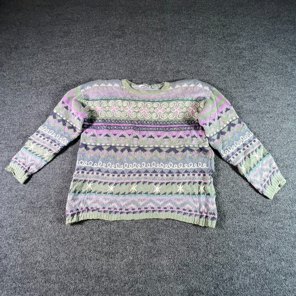 Vintage Segrets Sun Prints Sweater Womens Large Multicolor Geometric Cottagecore